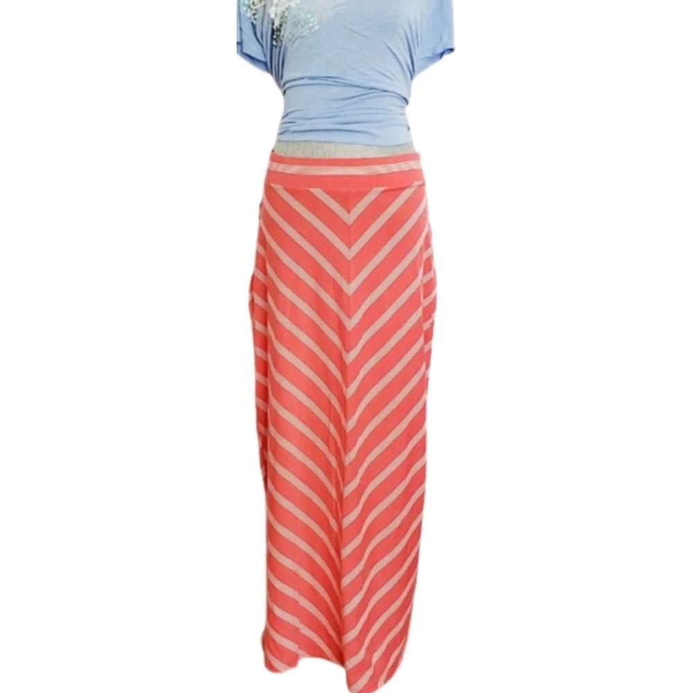 SONOMA Womens Pink Salmon Striped Skirt NWOT - Picture 1 of 3